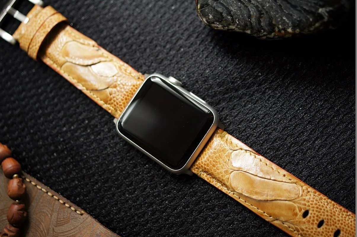 Handmade Ostrich Leg Strap 6 incl. Lugs Adapter + Buckle for Apple Watch (or Apple Watch Sport) 42mm or 38mm – image 2